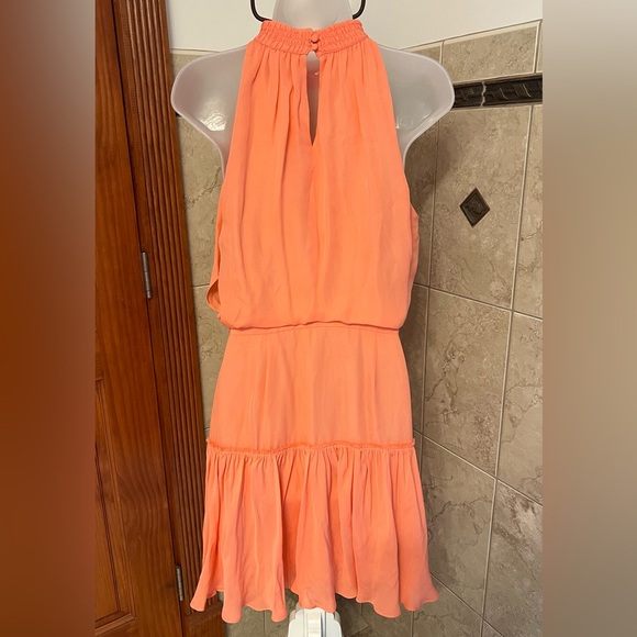 NWT Elizabeth and James Carlita Dress in Orange Sherbert Silk High Neck Size 8 - Picture 10 of 15